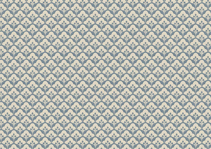 Trellis Prints, Scallop and Bud Raffs Blue - Roman Blind - Image 7